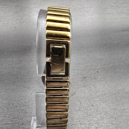 Seiko Watch Women 15mm Gold Dial Gold Tone Asymmetrical 1F20-5059 New Battery7