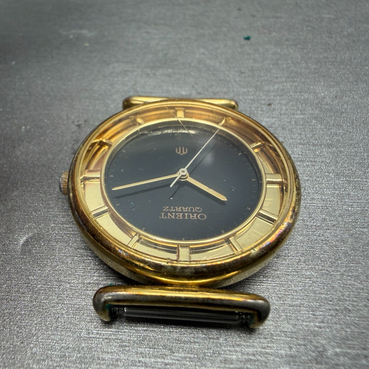 Orient Watch Men 31mm Black Dial Gold Tone Round I515406-00 PARTS Vintage5