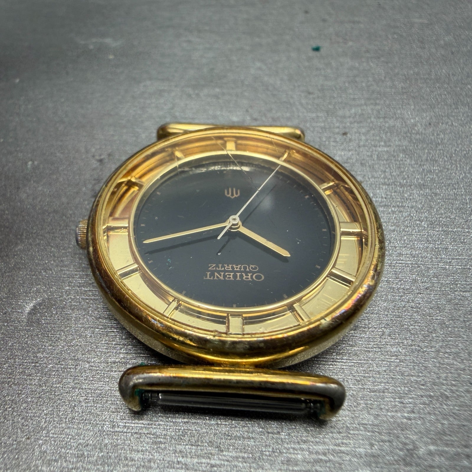 Orient Watch Men 31mm Black Dial Gold Tone Round I515406-00 PARTS Vintage5