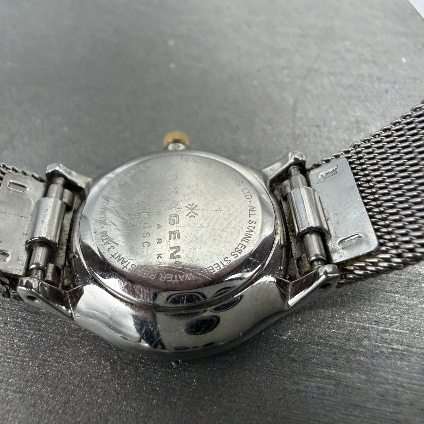 Skagen Watch Women 24mm Silver Dial Stainless Steel Round Mesh Band New Battery9