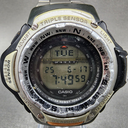 Casio ProTrek PRT-41 Watch Men 50mm Digital Black Tone Triple Sensor New Battery