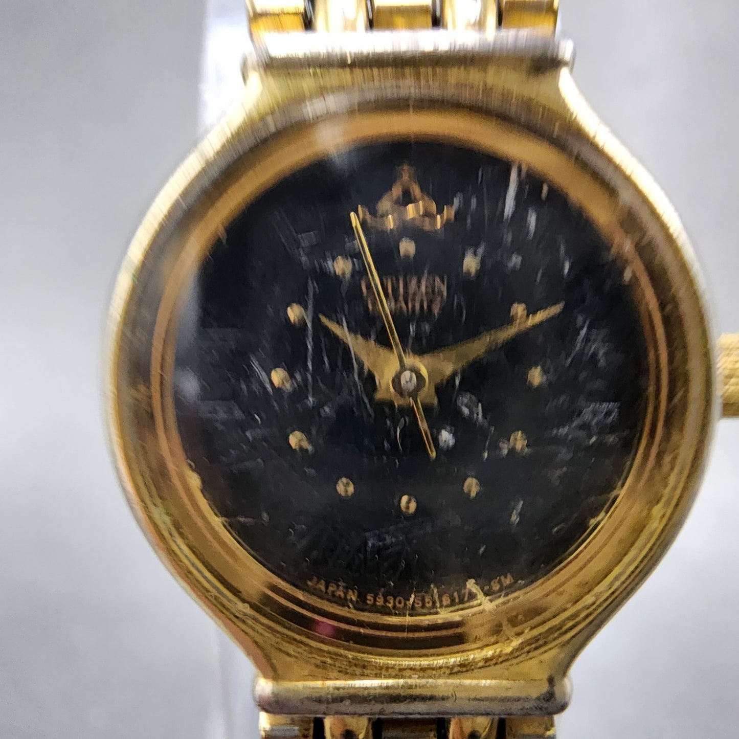 Citizen Watch Women 21mm Black Dial Gold Tone Round 5930S16806 New Battery1
