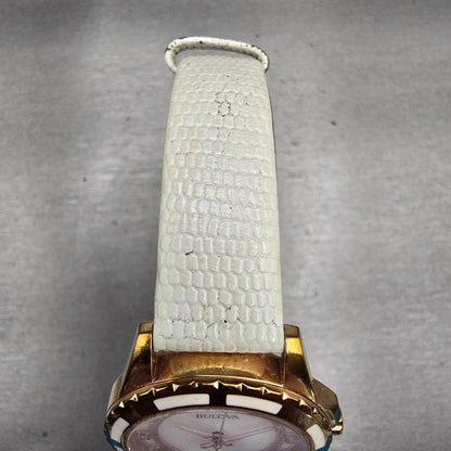 Bulova Watch Women 32mm MOP Dial Rose Gold Tone Diamond Round 98P119 New Battery4