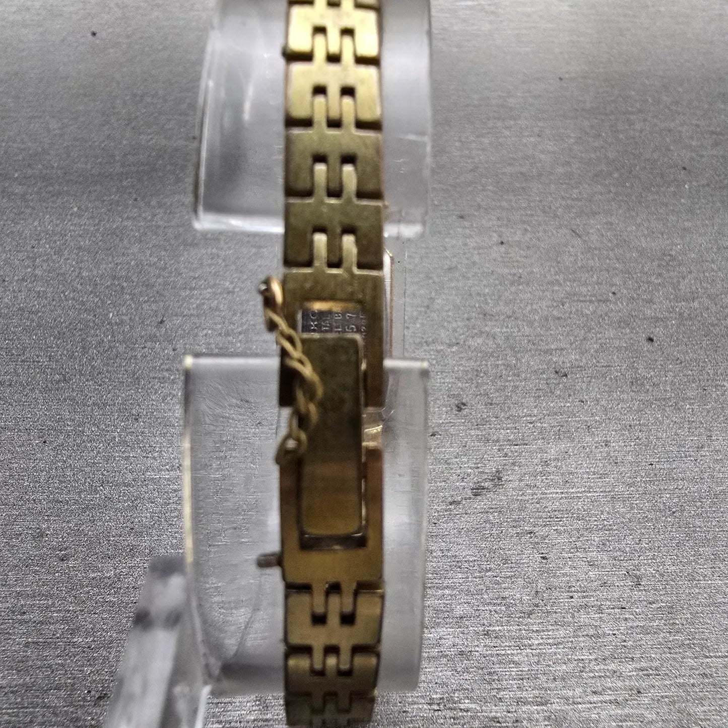 Seiko Watch Women 12mm Gold Dial Gold Tone Rectangle 1320-5029 New Battery VTG7