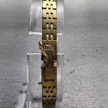 Seiko Watch Women 12mm Gold Dial Gold Tone Rectangle 1320-5029 New Battery VTG7