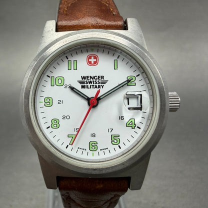 Wegner Swiss Military Watch Women 28mm White Dial Silver Tone Date 7292X New Bat0