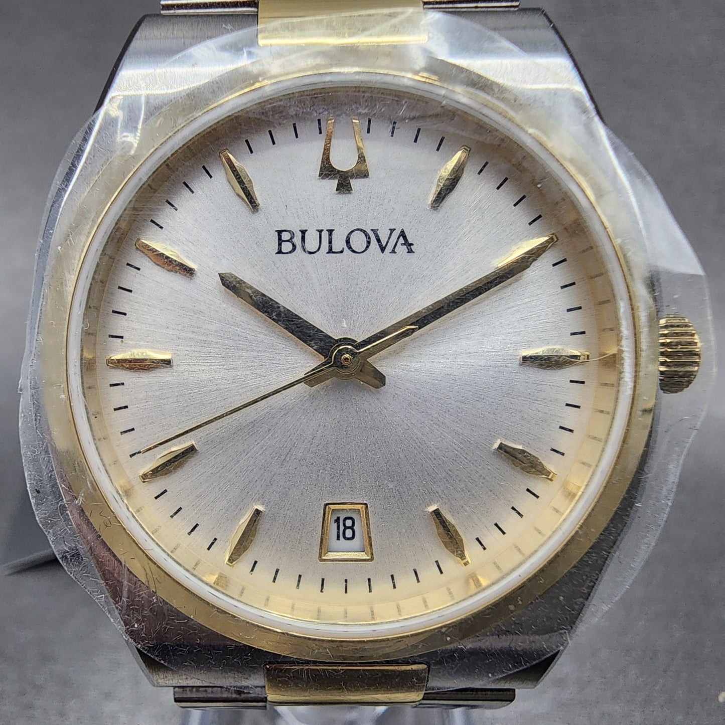Bulova Surveyor Watch Women 34mm White Dial Two Tone Date Round Bracelet 98M1321