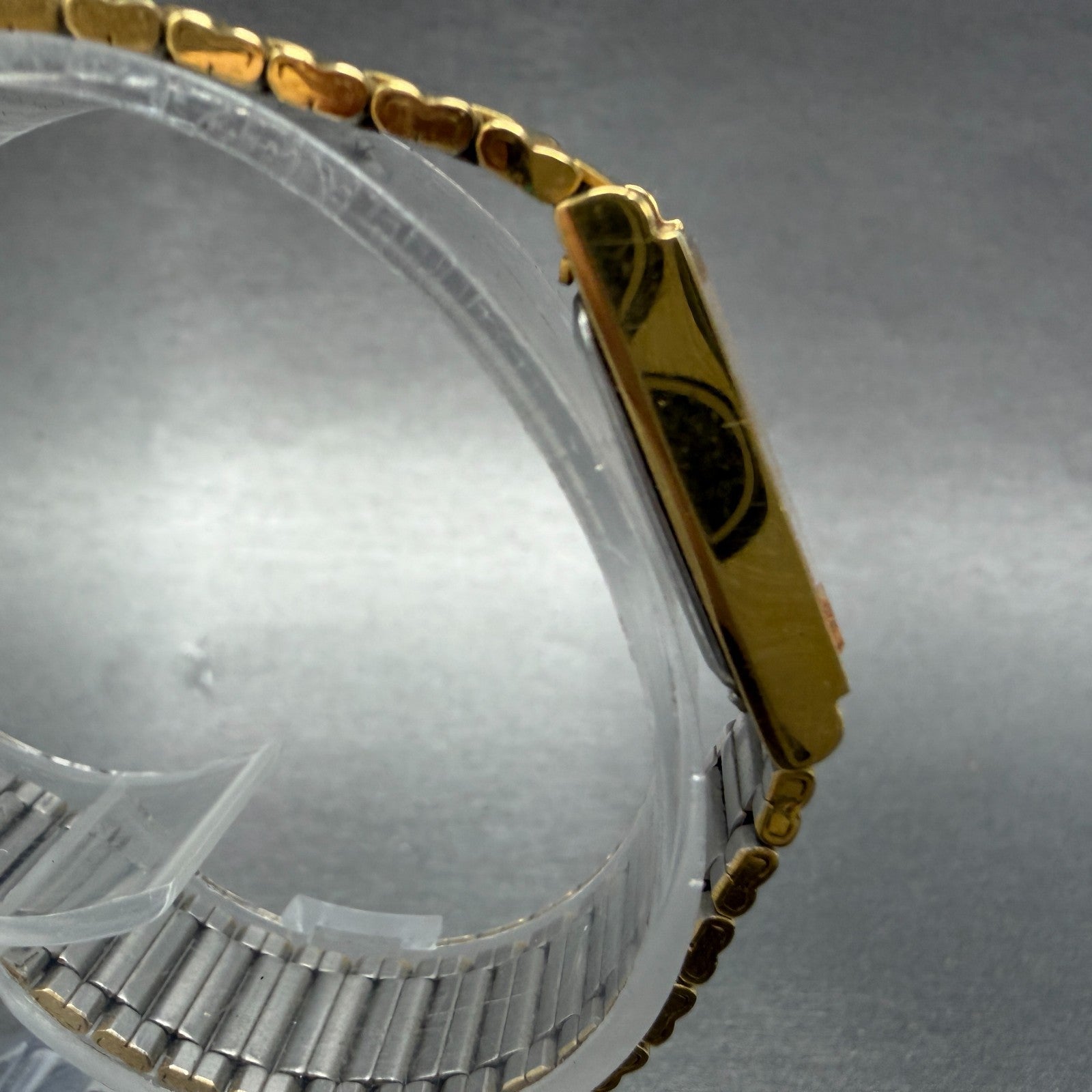 Seiko Tank Watch Women 13mm Champagne Dial Gold Tone 1e20-5519 New Battery VTG3