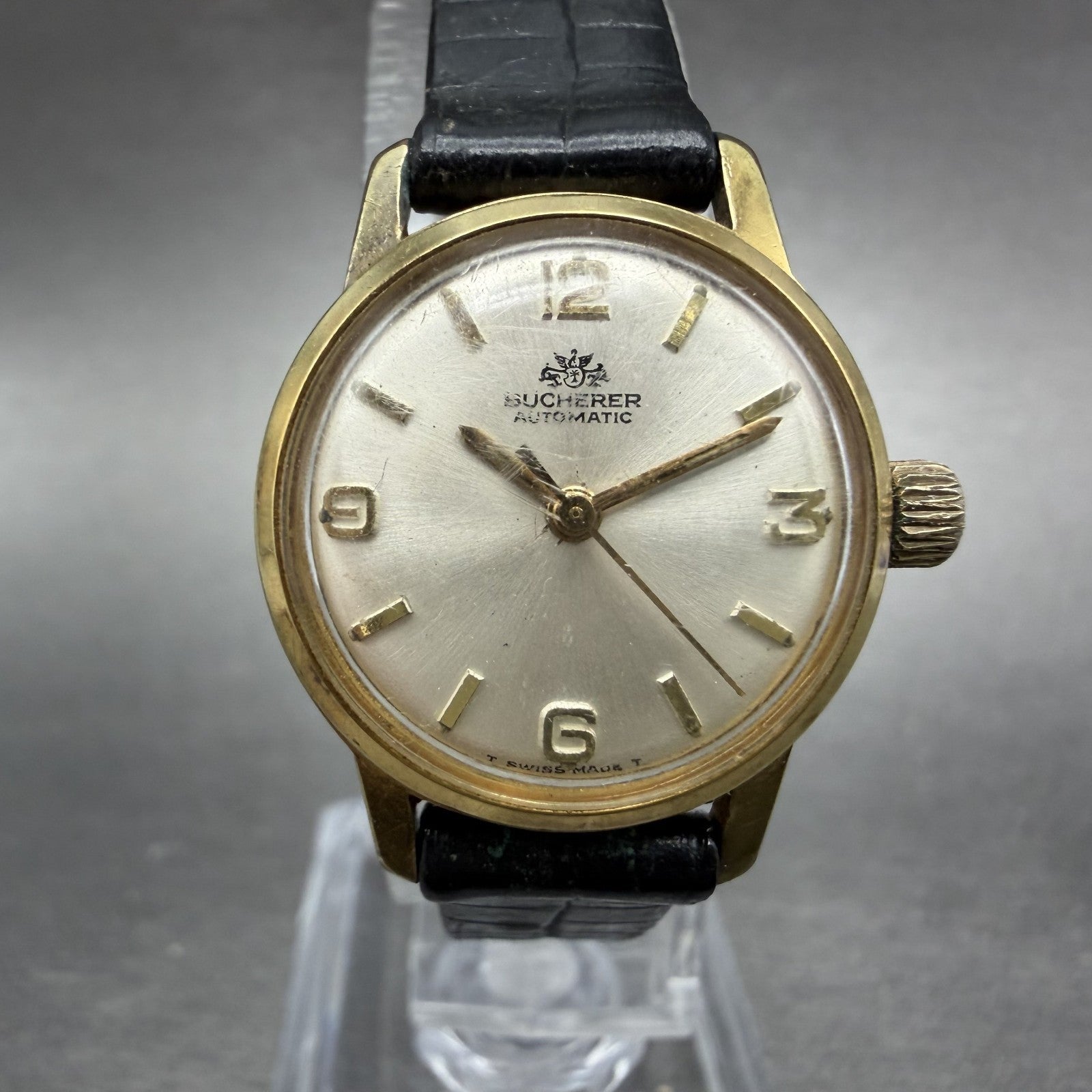 Bucherer Automatic Watch Women 23mm Silver Dial Gold Plated Runs Vintage0