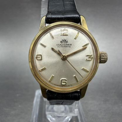 Bucherer Automatic Watch Women 23mm Silver Dial Gold Plated Runs Vintage0