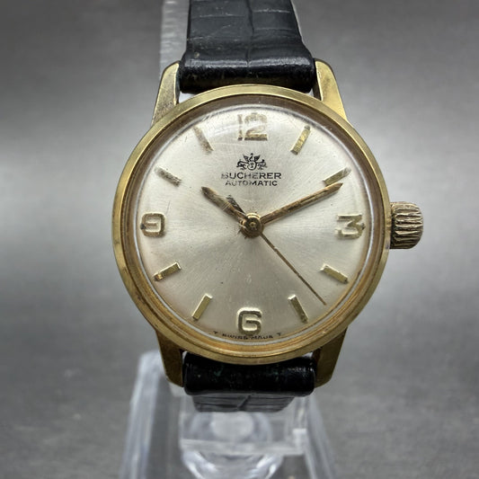 Bucherer Automatic Watch Women 23mm Silver Dial Gold Plated Runs Vintage0