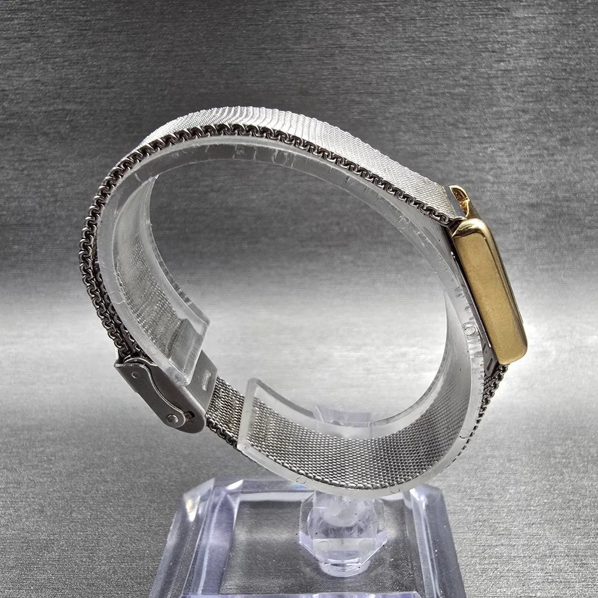 Skagen Watch Women 15mm Silver Dial Gold Tone Rectangle 136SGS New Battery BD8