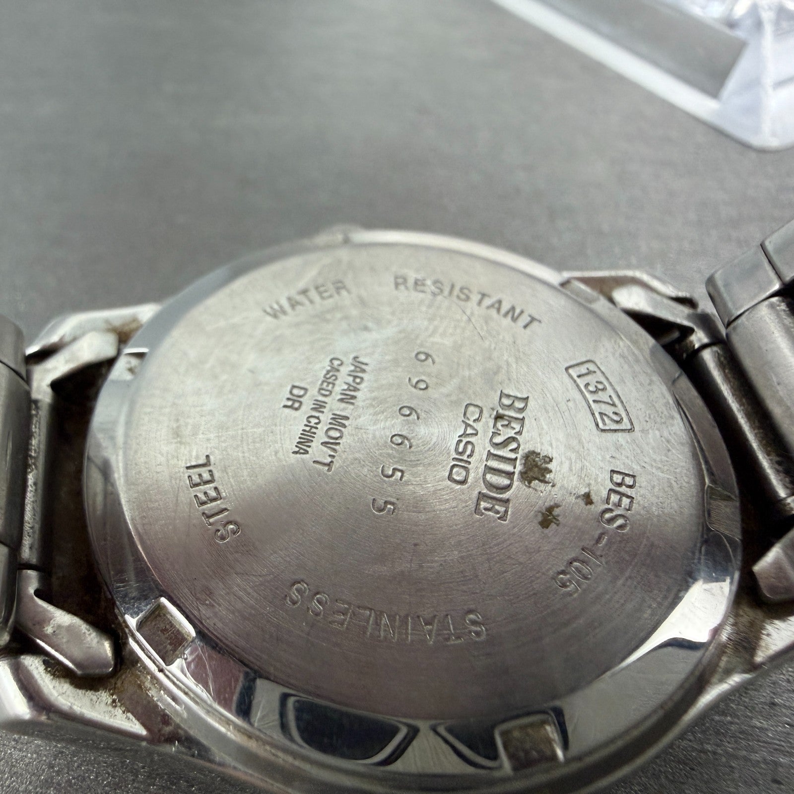 Casio Beside Watch Men 35mm Silver Dial Steel Daydate Round BES-105 New Battery9