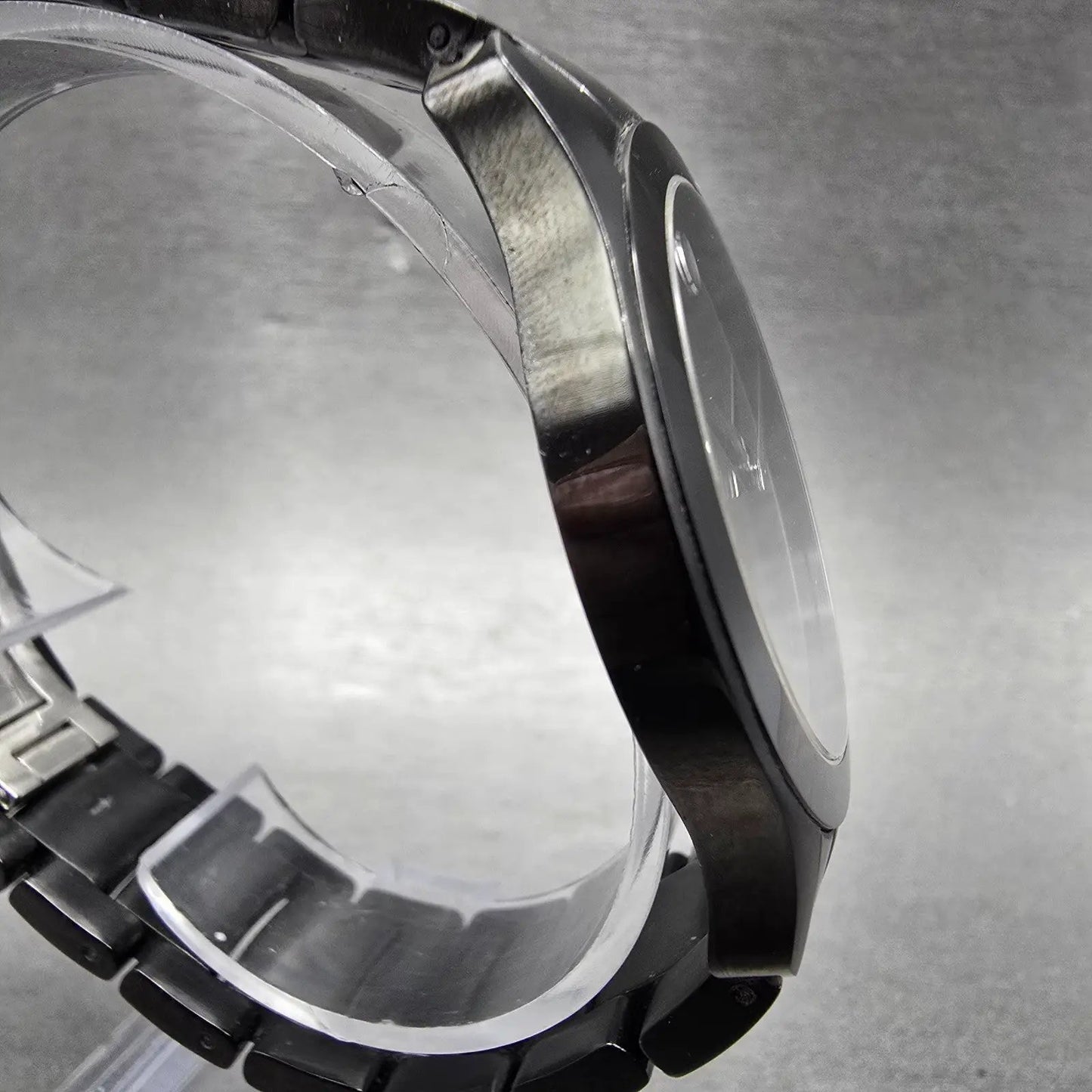 Movado Faceto Watch Men 38mm Black Dial Black Tone 84 G2 1855.A New Battery3