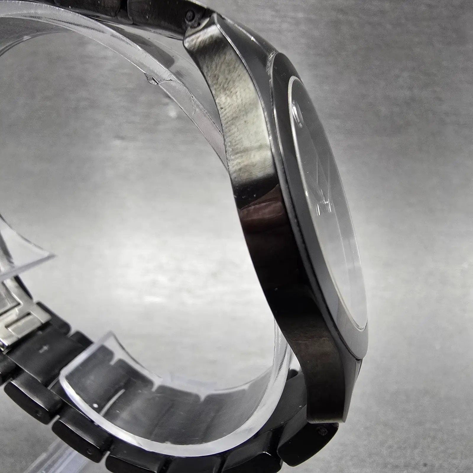 Movado Faceto Watch Men 38mm Black Dial Black Tone 84 G2 1855.A New Battery3