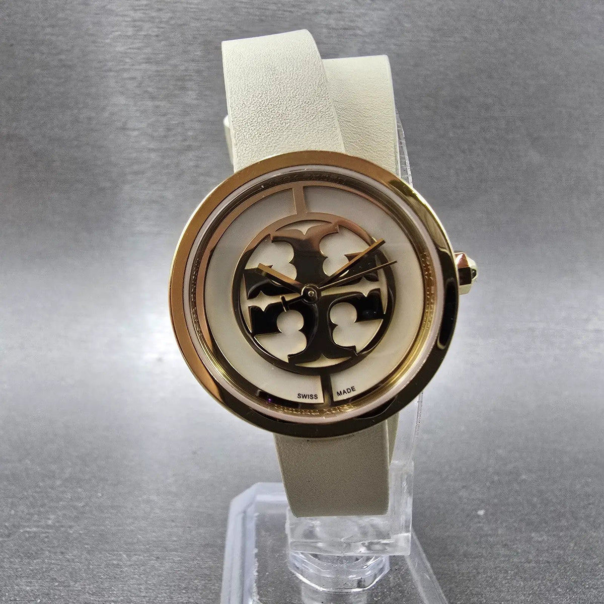 Tory Burch Reva Watch Women 28mm Cream Dial Gold Round TRB4007 New Battery7