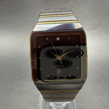 Rado Jubile Watch Men 28mm Black Dial Two Tone Date Rectangle 129.0266.3 NewBat0