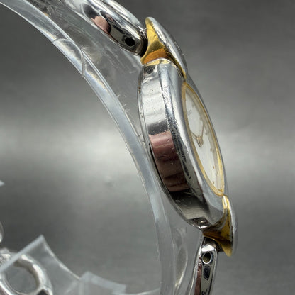 Seiko Watch Women 17mm White Dal Two Tone Oval 2E20-5450 New Battery Vintage3