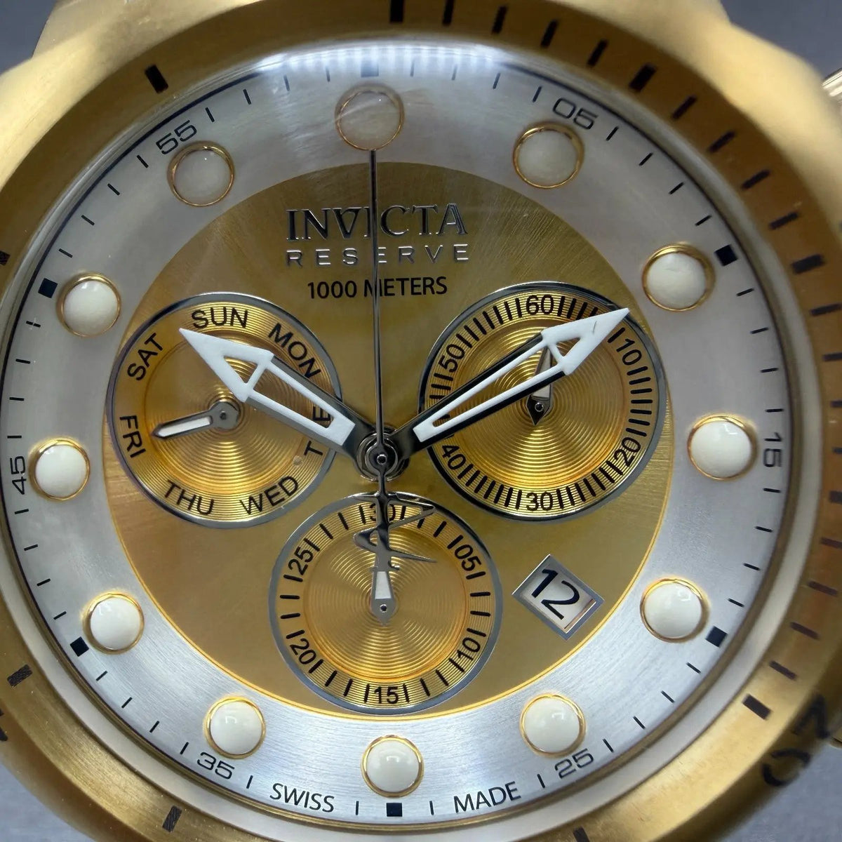 Invicta Venom Chronograph Watch Men 53mm Gold Dial Gold Tone Date 90148 New Batt1