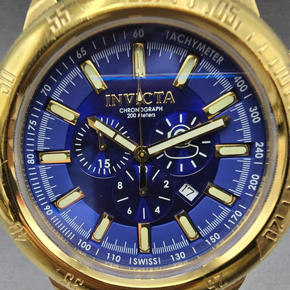 Invicta Russian Diver Chronograph Watch Men 52mm Blue Dial Gold Date 6242 NewBat1