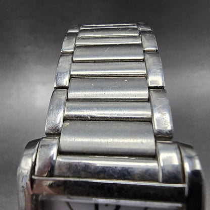 Citizen Eco-Drive Tank Watch Men 26mm White Dial Silver Date Rectangle Runs4