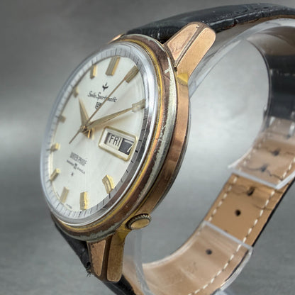 Seiko Sports Matic 5 Watch Men 36mm Silver Dial Gold Tone Daydate 417970 Runs2