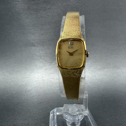 Seiko Tank Watch Women 16mm Champagne Dial Gold Tone 2C206379 New Battery5