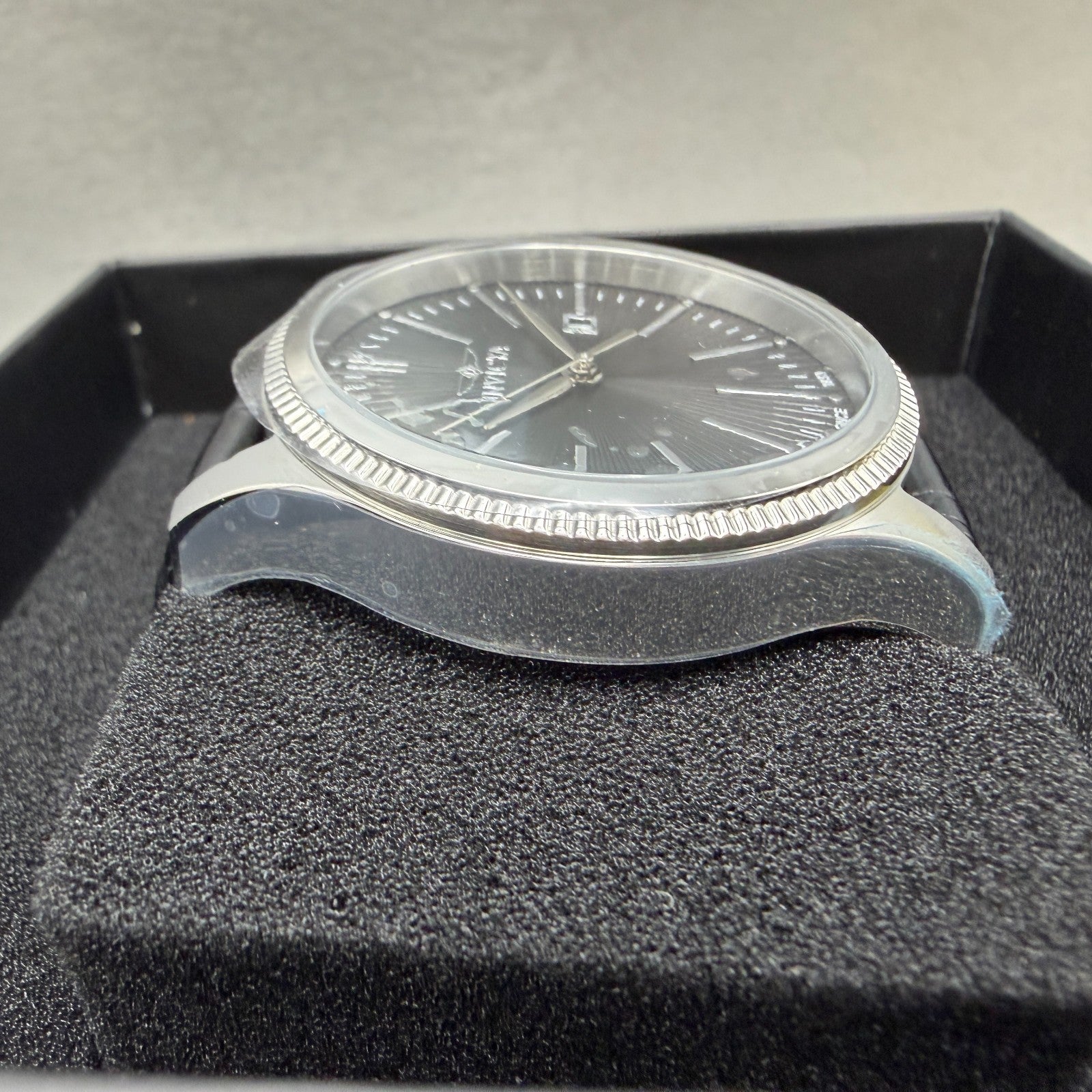 Invicta Celestial Watch Men 43mm Black Dial Silver Date Round Leather 478163