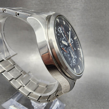 Seiko Chronograph Watch Men 43mm Black Dial Silver Tone Date 7T920JS0 New Batt3