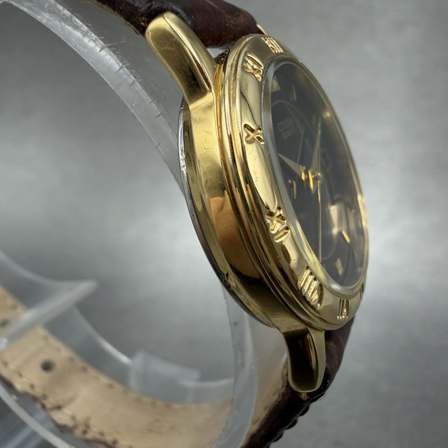 Citizen Watch Women 24mm Black Dial Gold Tone Date 1012-K13131 New Battery3