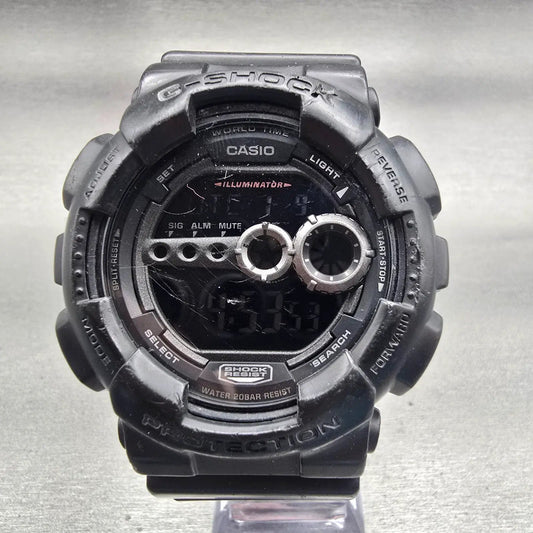 Casio G-Shock GD-100 Watch Men 51mm Black Dial Black Alarm Chrono New Battery0