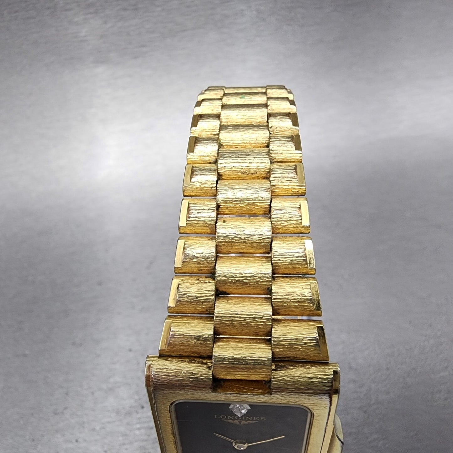 Longines Tank Watch Men 24mm Black Dial Gold Tone Rectangle New Battery Nugget4