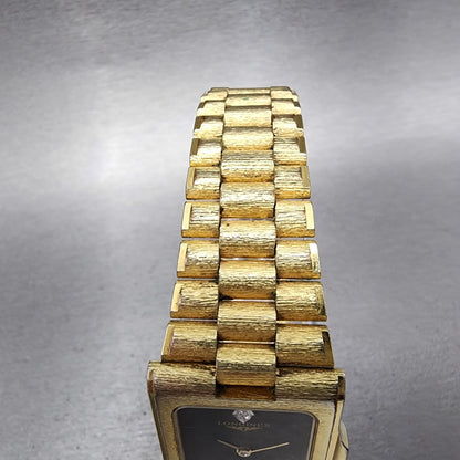 Longines Tank Watch Men 24mm Black Dial Gold Tone Rectangle New Battery Nugget4