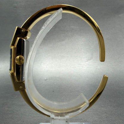 Ritma Hideaway Watch Women Silver Dial Gold Tone Floral Rectangle Manual Wind6