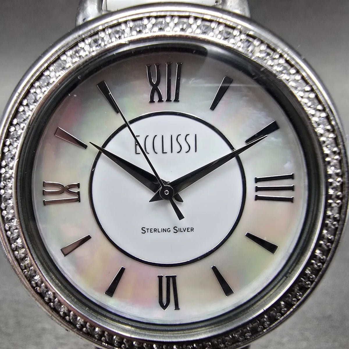 Ecclissi Sterling Silver Watch Women 37mm MOP Dial  Steel Ceramic Round New Batt1