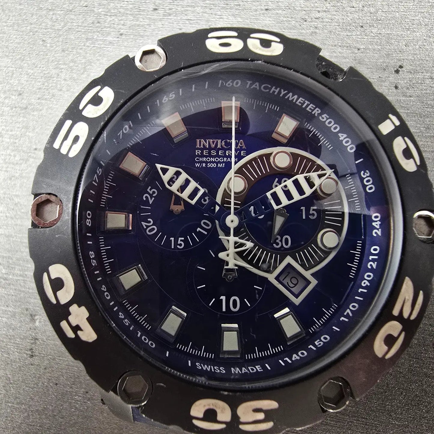 Invicta Reserve chronograph Dive Watch Men 51mm Blue Dial Steel 0906 New Battery1