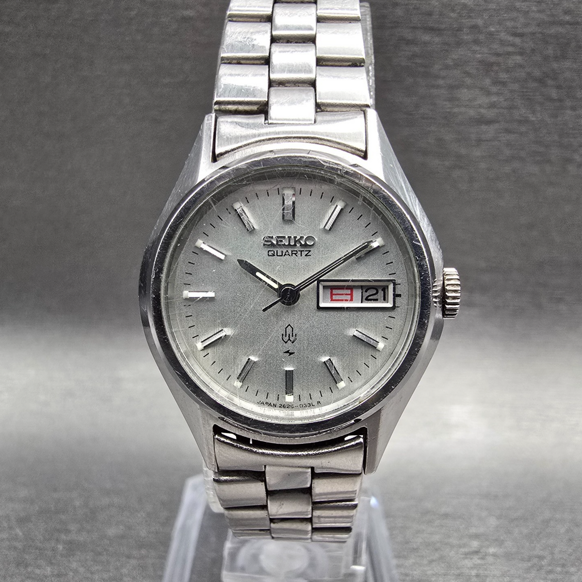 Seiko Watch Women 24mm Silver Dial Silver Tone Daydate Round 2626-0100 New Batt0