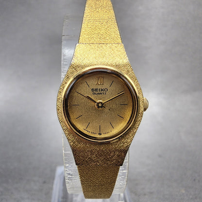 Seiko Watch Women 19mm Gold Dial Gold Tone Round 2P210A79 New Battery VTG0