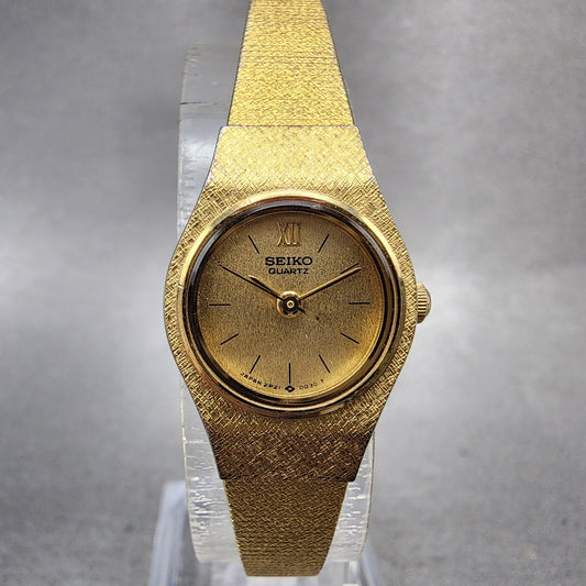 Seiko Watch Women 19mm Gold Dial Gold Tone Round 2P210A79 New Battery VTG0