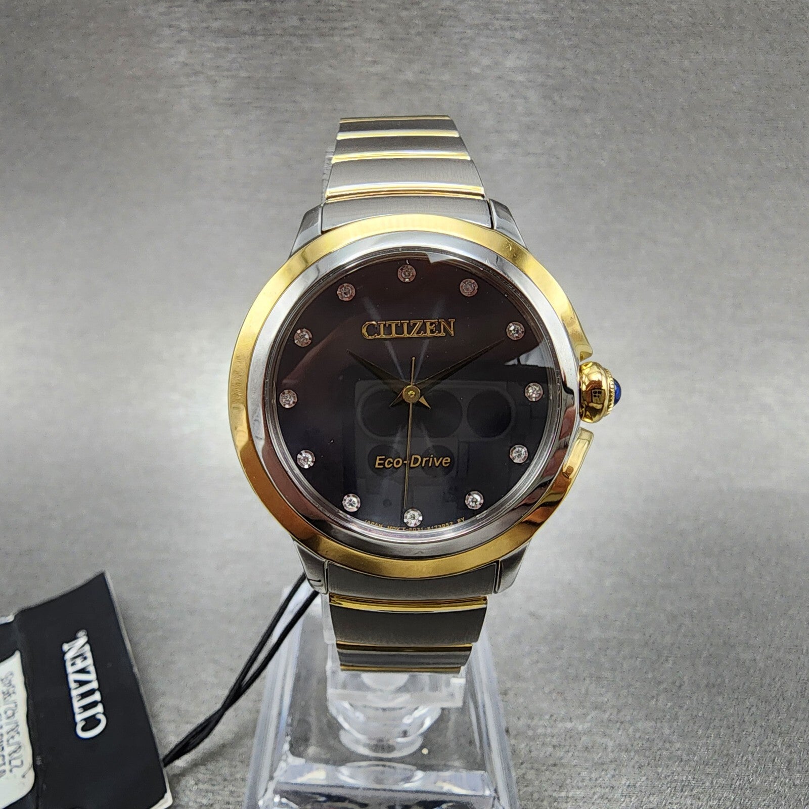 Citizen EcoDrive L Ceci Watch Women 32mm Black Dial Two Tone Diamond Runs0