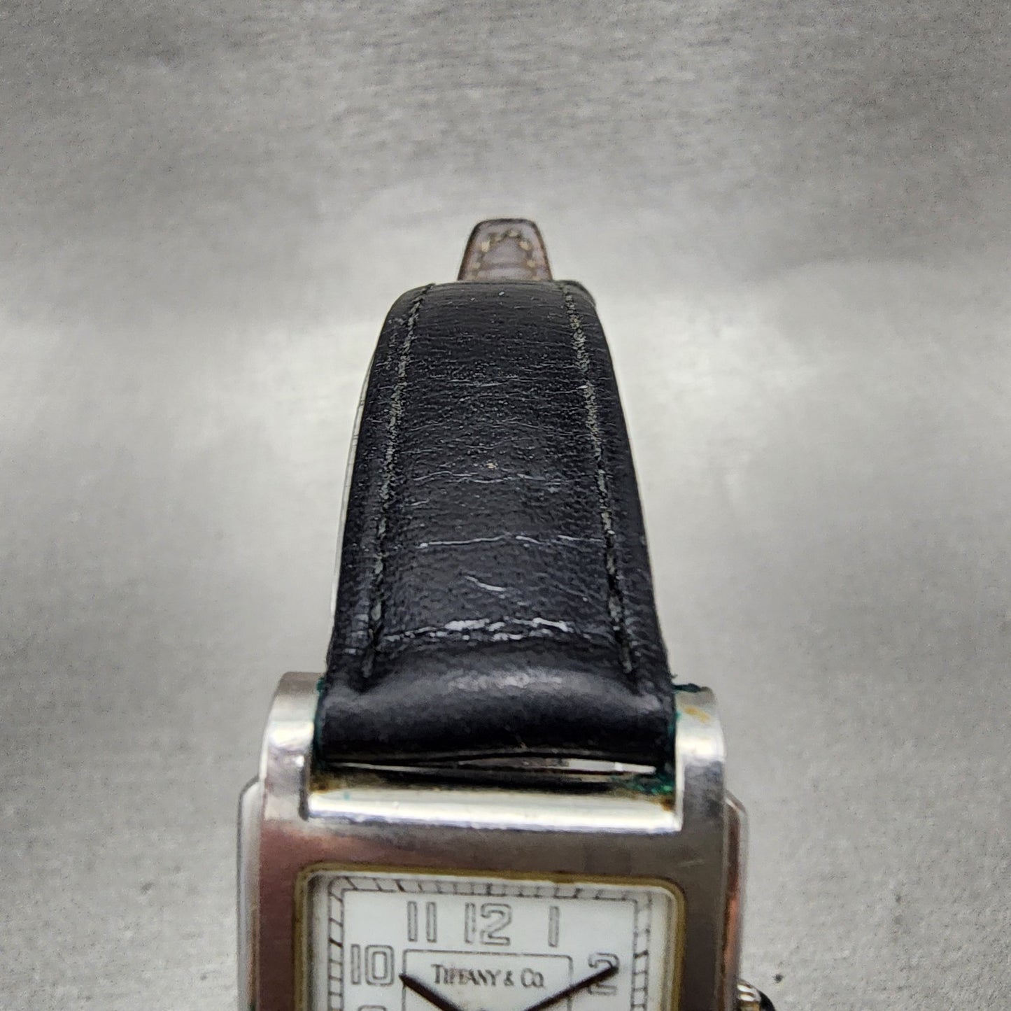 Tiffany & Co Tank Watch Women 23mm White Dial Steel Leather Band New Battery4