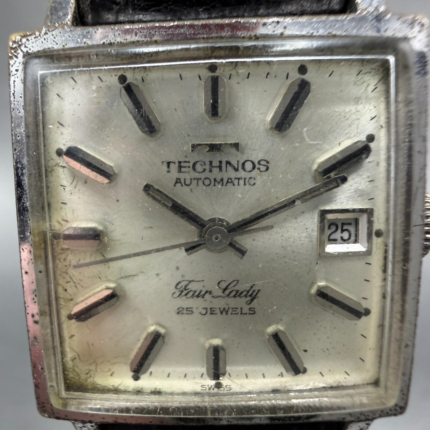 Technos Fair lady Automatic Watch Women 22mm Silver Dial Silver Tone Date Runs1