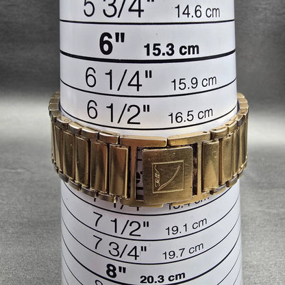 Seiko Arc Tank Watch Men 22mm Gold Dial Gold Tone Rectangle 7320-6460 New Batt9