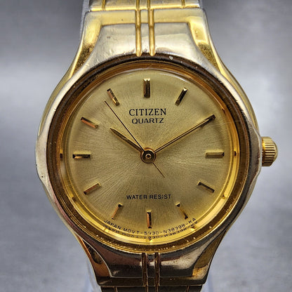 Citizen Watch Women 23mm Champange Dial Gold Tone Round 5930S43714 New Battery1