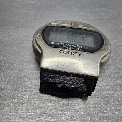 Seiko Receptor Watch Men 38mm Black Dial Steel Daydate READ! MA52-4A00 New Batt14