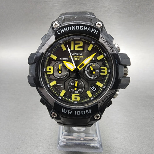 Casio MCW100H Chronograph Watch Men 49mm Black Dial Black Tone Date New Battery0