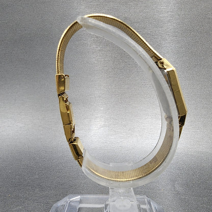 Seiko Tank Watch Women 12mm Champagne Dial Gold Tone 2e206479 New Battery9