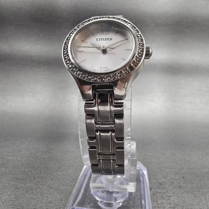 Citizen Watch Women 21mm Silver Dial Silver Tone Gemmed 5930-S101476 New Battery5
