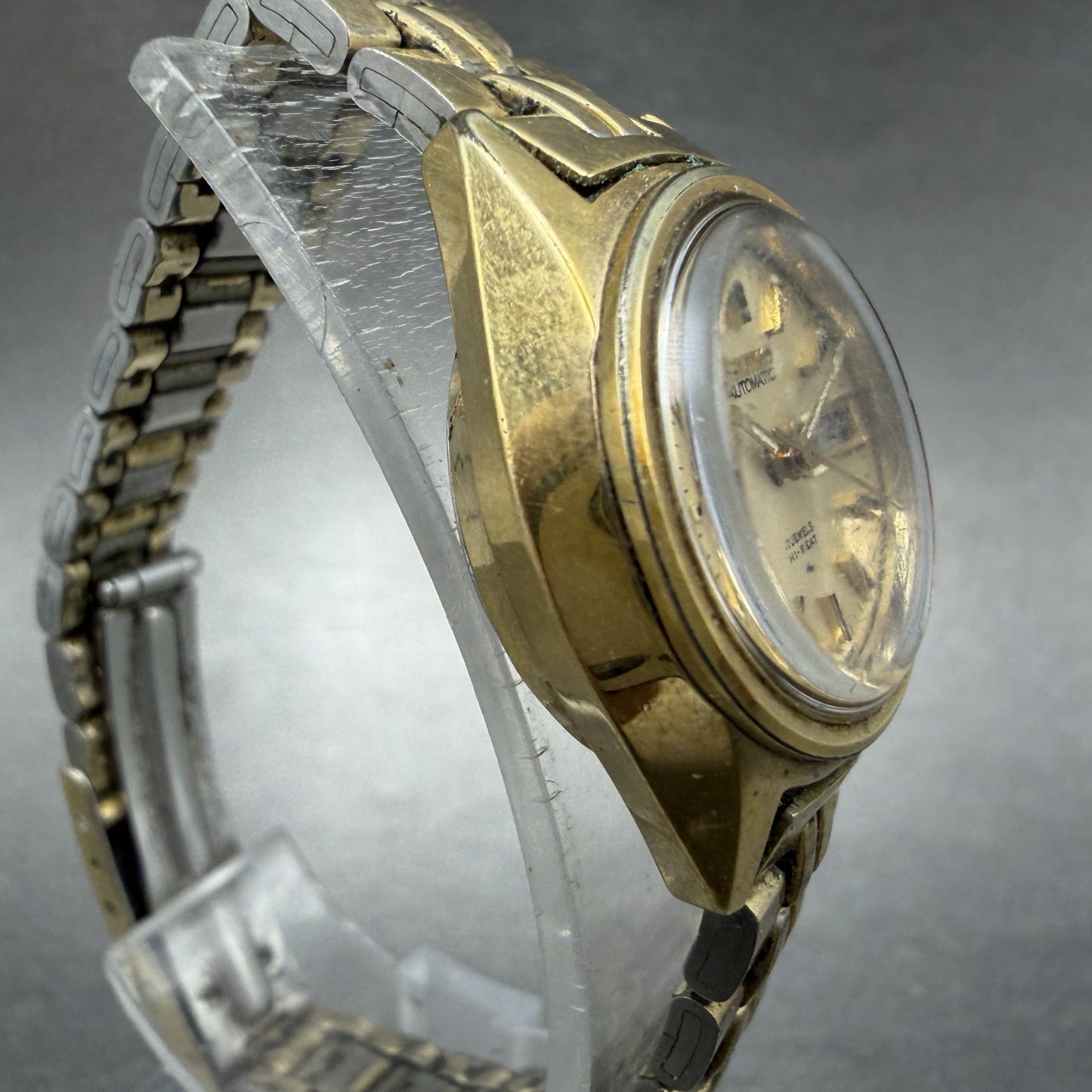 Seiko Automatic Watch Women 24mm Champagne Dial Gold Tone Daydate 2206-0111 Runs3