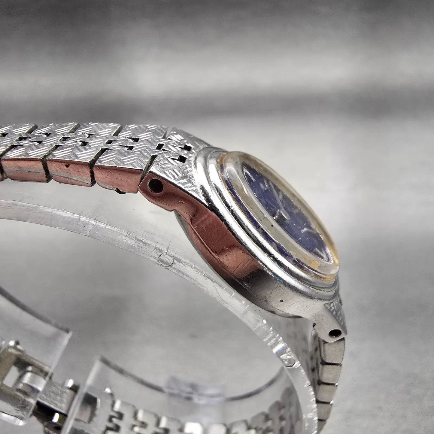 Seiko Watch Women 16mm Blue Dial Silver Tone Oval 1100-5319 Manual Runs VTG3